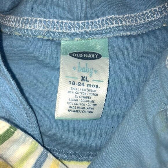 Striped Baby Hoodie Jacket 18-24 Months XL Old Navy Cotton Blend Blue & Yellow - Picture 5 of 5